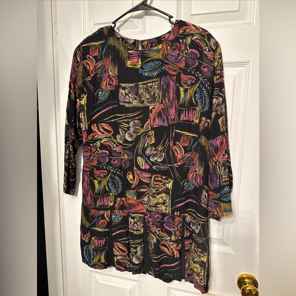 Vintage Carole Little Set Womens Size 8 Tunic Top Short Skirt 2 Piece Multi Prnt - Picture 1 of 9